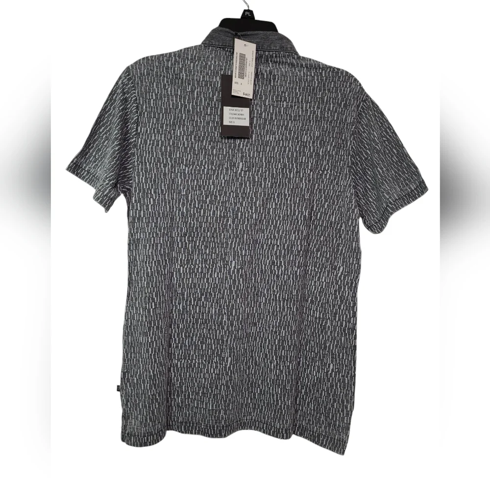 Indigo Star Norman Knit Burnout Polo Botanical Print Heather Black Shirt Small - Picture 2 of 9